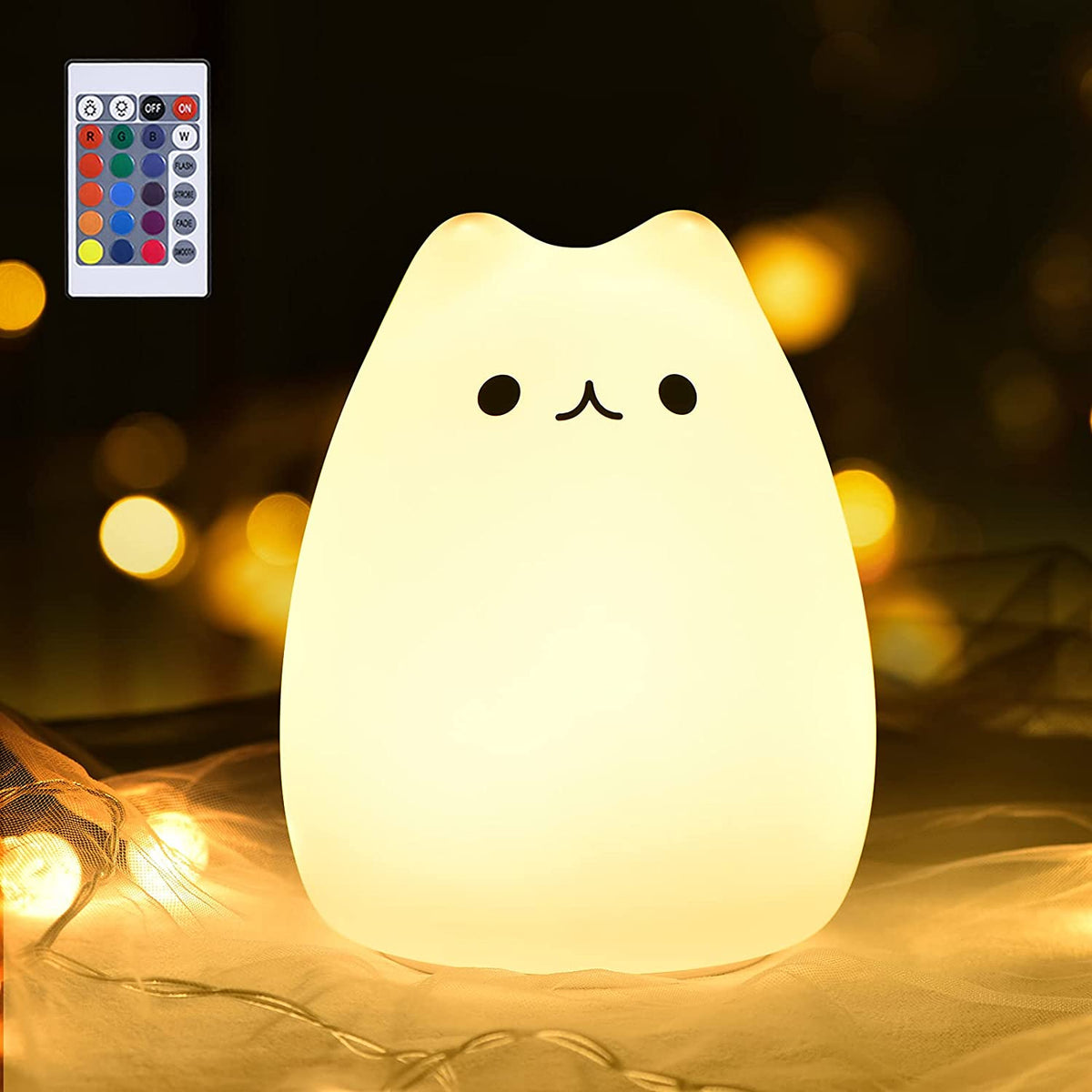 Kawaii Cat Night Light with Remote Control