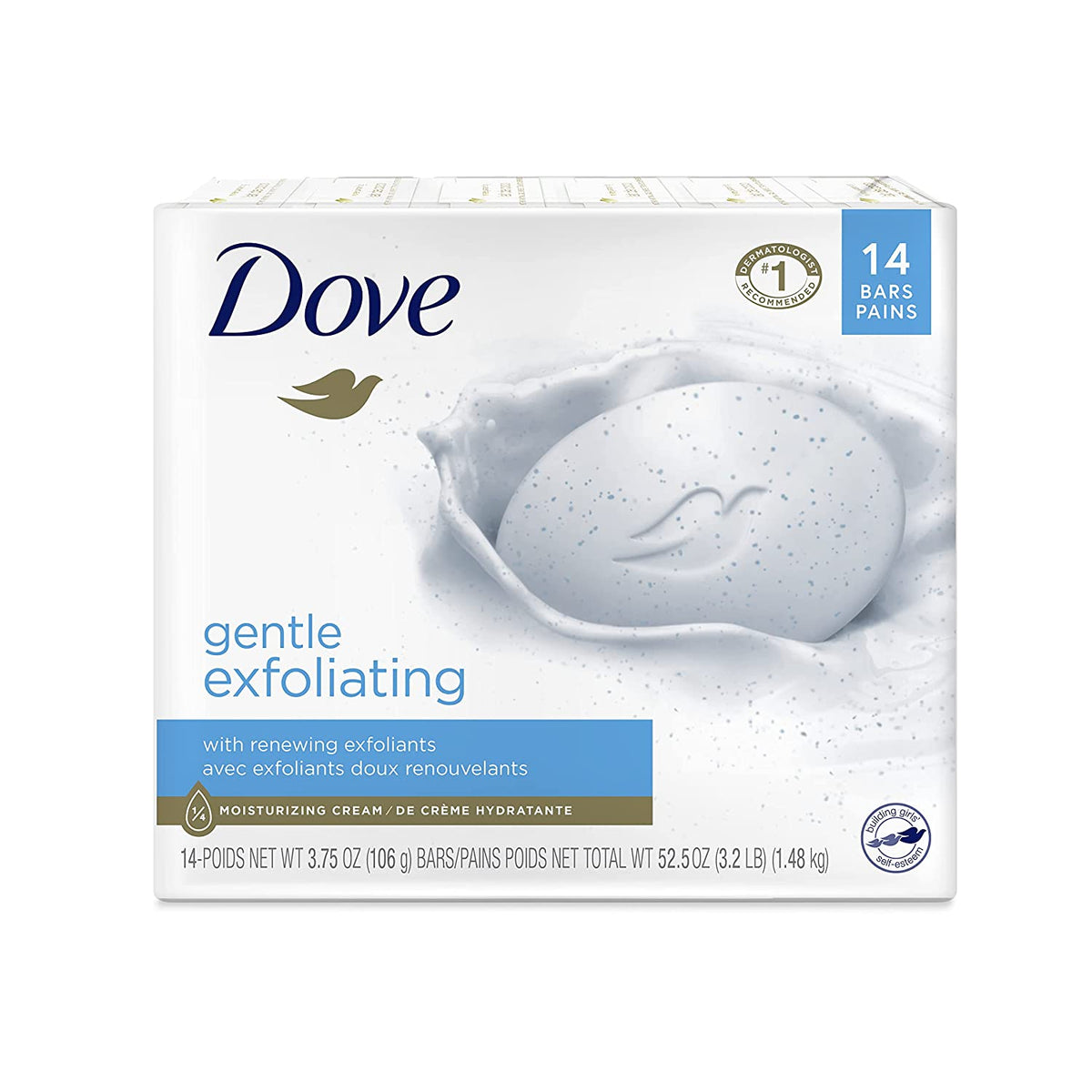 Dove Gentle Exfoliating Beauty Bar, 3.75 oz (Pack of 14)